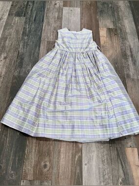Strasburg Girls 100% Silk Party Dress Sleeveless Satin Round Neck Sz 7 Plaid